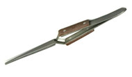 Titanium Tweezers with Fiber Grip and Cross Locking Straight Tip, 6-1/2" Inches by JTS