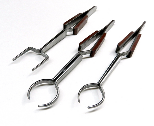 Fiber Grip Tweezers Set of 3 Special Shapes Large Round, Small