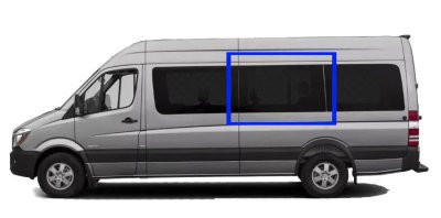 VWD SL102-F solid fixed glass OE style window for Mercedes Sprinter driver side middle position 170 wheelbase