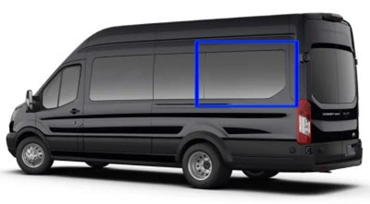 VWD TL203-F solid fixed glass OE style window for Ford Transit driver side rear quarter 148 extended