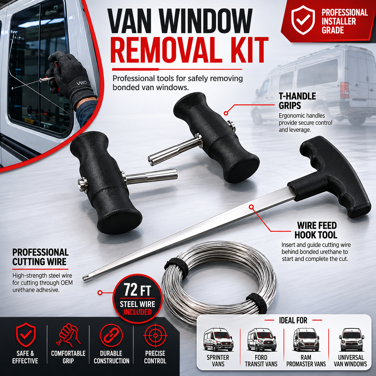 Window Extraction Kit Van Window Wire Cutter Set