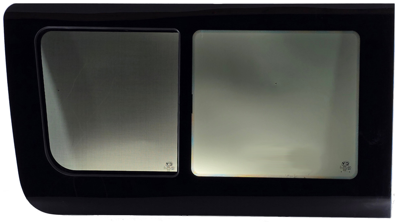 Sprinter driver side forward SE-Series half slider window SL101-SE with 17% solar privacy glass and integrated bug screen