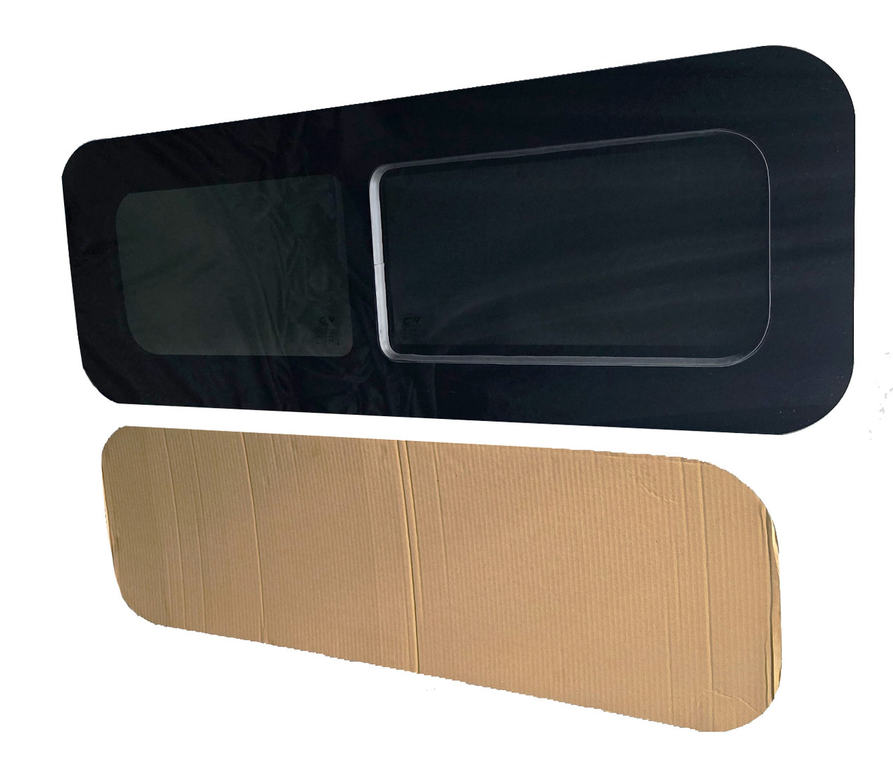 Universal driver side bunk half slider window BUNK4015L frameless all-glass look solar privacy glass with bug screen