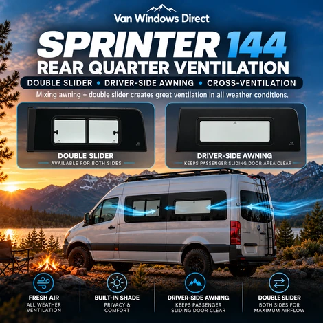 Sprinter 144 Rear Quarter Windows | Double Slider & Awning | VWD