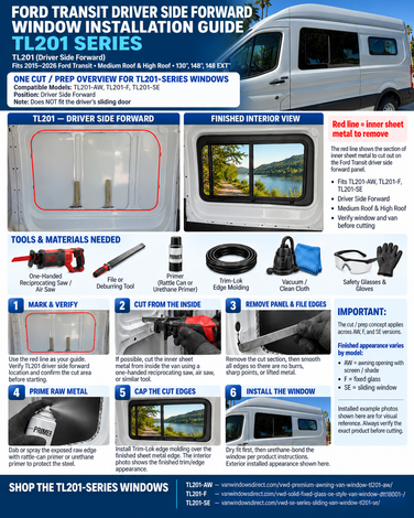 Ford Transit TL201 Window Installation Guide | TL201-AW, F & SE