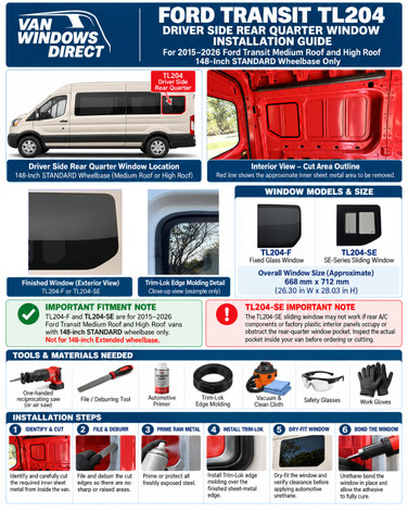 Ford Transit TL204 Rear Quarter Window Installation Guide