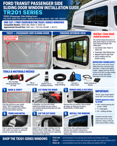 Ford Transit TR201 Sliding Door Window Installation Guide