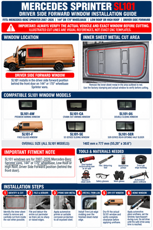 Mercedes Sprinter SL101 Window Installation Guide | Driver Side Forward