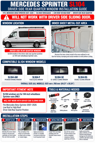 Mercedes Sprinter SL104 Rear Quarter Window Installation Guide