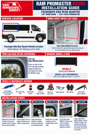RAM ProMaster RR305-F Rear Quarter Window Installation Guide