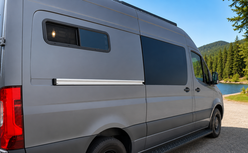 Sprinter sliding door window, Sprinter van fixed glass, OEM-style Sprinter window, Sprinter solar privacy glass, Sprinter high-roof window, Sprinter low-roof window, urethane bonded van window, DOT-approved van window, tempered safety glass, Sprinter camper van window, Sprinter van conversion, adventure van windows, Sprinter work van window, factory fit Sprinter window, van life window upgrade, tinted van window, Sprinter van rear window, Sprinter passenger window, solar heat-reducing window, van privacy glass  SR101-F