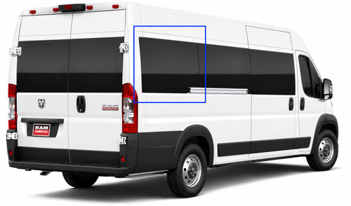 RAM ProMaster rear quarter window, ProMaster passenger side window, RAM ProMaster van fixed glass, ProMaster 159EXT window, ProMaster high-roof window, ProMaster low-roof window, urethane bonded van window, DOT-approved van window, tempered safety glass, ProMaster van conversion, ProMaster camper window, adventure van window, ProMaster work van window, factory fit ProMaster window, tinted van window, ProMaster van privacy glass, solar heat-reducing window, professional van window, RAM ProMaster side window, RAM ProMaster passenger window   RR303-F
