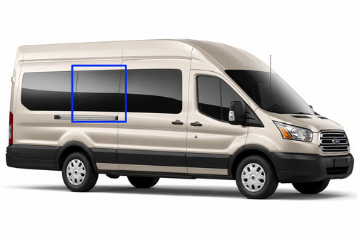 Ford Transit van window, Transit passenger side window, Ford Transit fixed glass, Transit van privacy glass, Ford Transit OEM window, urethane bonded window, high-roof Transit window, medium-roof Transit window, van conversion window, aftermarket Transit window, tinted van window, DOT-approved van glass, work van window, camper van window, Ford Transit solid glass, van life window upgrade, solar privacy van glass, heat-reducing van window, factory fit van window.
