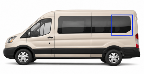 Ford Transit van window, Transit driver side rear quarter window, Ford Transit fixed glass, Transit van privacy glass, Ford Transit OEM window, urethane bonded window, high-roof Transit window, medium-roof Transit window, van conversion window, aftermarket Transit window, tinted van window, DOT-approved van glass, work van window, camper van window, Ford Transit solid glass, van life window upgrade, solar privacy van glass, heat-reducing van window, factory fit van window. TL204-F