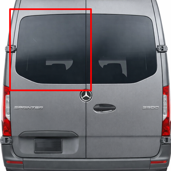 Sprinter van window, Sprinter driver side rear cargo door window, Mercedes Sprinter fixed glass window, Sprinter van conversion window, van life window, urethane bonded van window, Sprinter privacy glass, OEM-style Sprinter window, aftermarket Sprinter window, DOT-approved van window, tinted van window, solar privacy glass, camper van window, work van window, tempered safety glass, high-roof Sprinter window, low-roof Sprinter window, van life upgrade, factory fit van window.  SL119-F