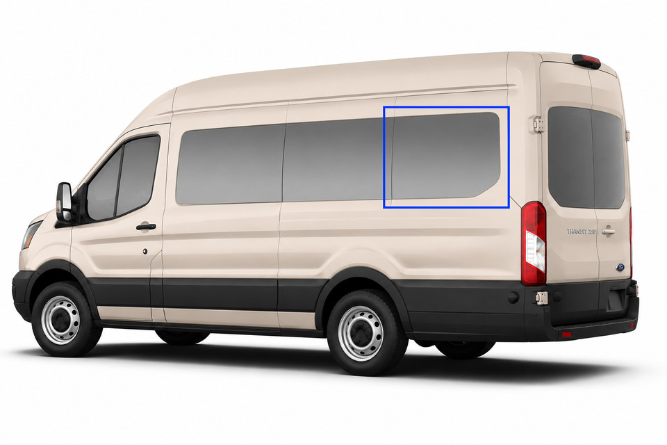 VWD TL203-F solid fixed glass OE style window for Ford Transit driver side rear quarter 148 extended