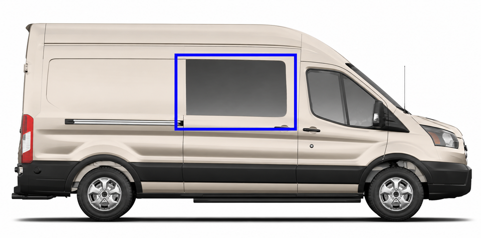 VWD TR201-F solid fixed glass OE style window for Ford Transit passenger side sliding door