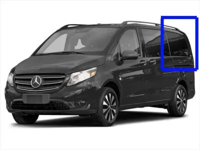 VWD DTVT005 solid fixed glass OE style window for Mercedes-Benz Metris 126 wheelbase driver side rear quarter pure grey solar privacy glass