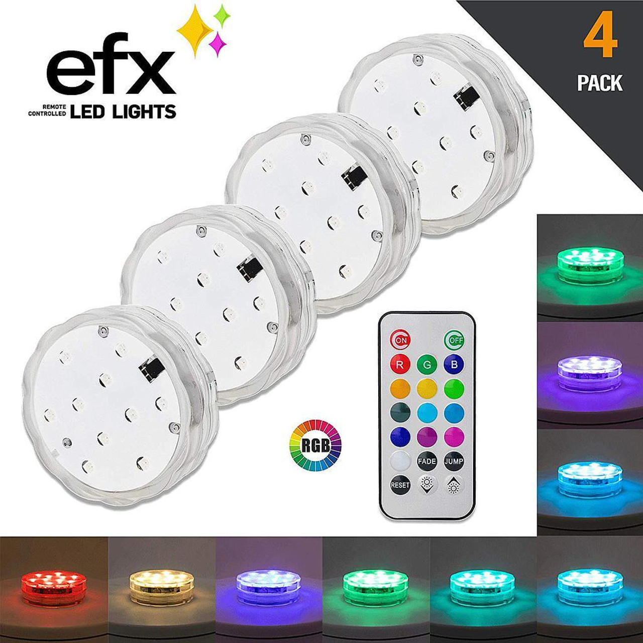 LUMN8 EFX Submersible Remote Controlled LED Lights NEW 