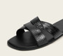 New Look Black Faux Croc Square Toe Sliders - (Sz 8 / UK 41)
