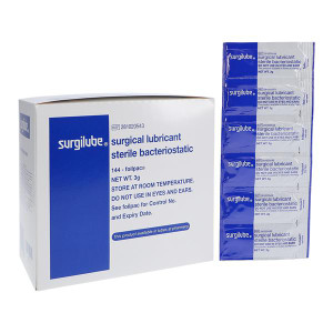 LUBRICANT SURGICAL SURGILUBE CHLORHEXIDINE GLUCONATE 3 GM FOIL PACK STERILE 144 BX