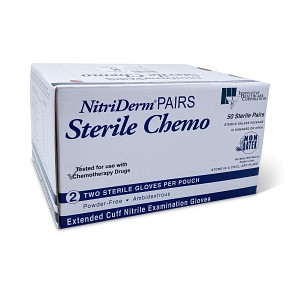 GLOVES EXAM X-LARGE NITRILE STERILE PF CHEMO RATED EXTENDED CUFF PAIRS 50PR BX 4BX CS