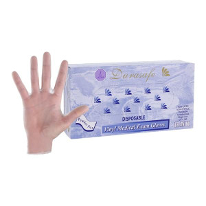 GLOVES EXAM LARGE DURASAFE PF LF VINYL WHITE 100 BOX