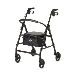 ROLLATOR BASIC STEEL 6 WHEELS BLACK 300LB CAP BAG UNDER THE SEAT