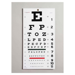 CHART VISION TESTING SNELLEN 20' DISTANCE 22 X 11" LETTERS PLASTIC