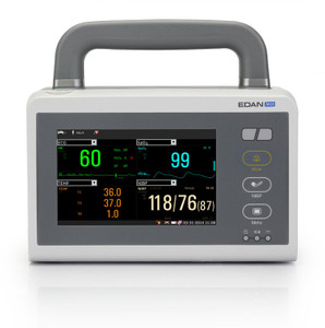 EDANUSA IM20 TRANSPORT PATIENT MONITOR WITH BUILT-IN 3 5 12-LEAD ECG MODULE WITH STANDARD ACCESSORIES. CAPABLE OF MODDING INTO THE ELITE MODULAR PATIENT MONITOR