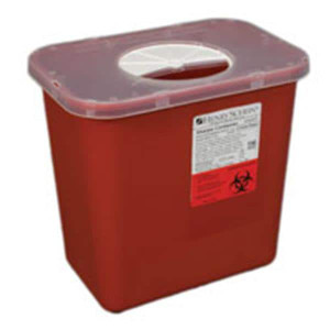 SHARPS CONTAINER 2 GALLON RED CLEAR ROTOR LID NESTABLE 20 CS