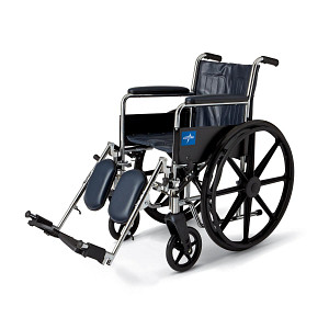 WHEELCHAIR, EXCEL 2000 SERIES, PERMANENT ARMS, ELEVATING LEGRESTS, NAVY, 16 IN