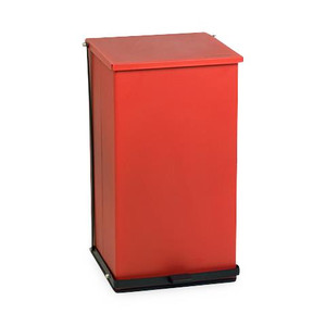 RECEPTACLE, WASTE, STEP-ON, STEEL, RED, 100 QUART