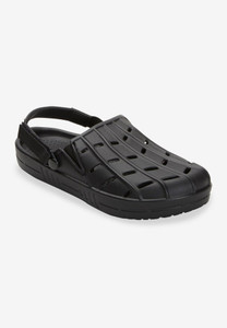 SHOES, SHOWER, RUBBER CLOG, BLACK, SIZE 16