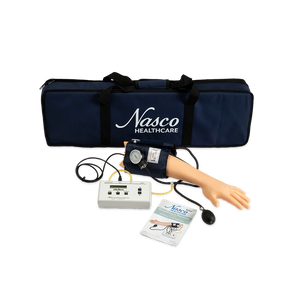 BLOOD PRESSURE SIMULATOR, ARM W/ EMBEDDED SPEAKER, SPHYGMOMAOMETER, CONTROL UNIT & CARRY CASE