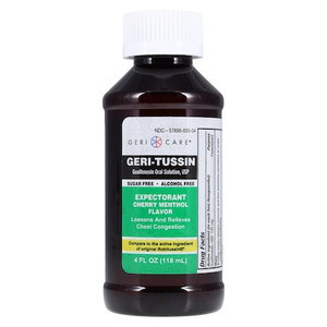 COUGH SYRUP, GERI-TUSSIN, ALCOHOL FREE, SUGAR FREE, 100MG/5ML, CHERYY MENTHOL, 40OZ BOTTLE
