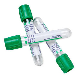 VACUTAINER TUBE BLOOD COLLECTION LITHIUM HEPARIN PLASTIC GREEN HEMOGARD CLOSURE PAPER LABEL 13X75MM 4ML 100 BX