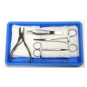 TOE NAIL REMOVAL TRAY INCLUDES KELLY FORCEP ADDISON FORCEP 1 X2 PROBE W EYE NIPPERS ETC. 5 BX