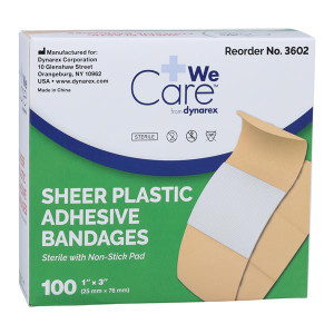 BANDAGE ADHESIVE SHEER FLESH COLORED FABRIC 1X3 100 BX, 24BX CS