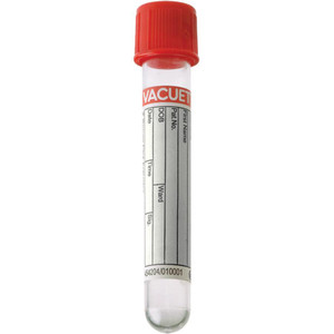 TUBE VACUETTE BLOOD COLLECTION 4ML 13X75 CAT SERUM CLOT ACTIVATOR NON-RIDGED RED CAP W BLACK RING 50 BX