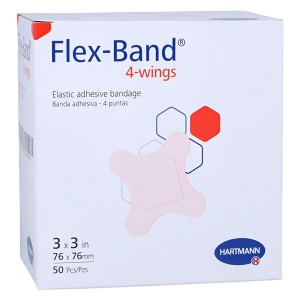 BANDAGE ADHESIVE STRIP FLEX-BAND FABRIC TAN 3X3 4-WING 50 BX