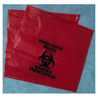 BAGS BIOHAZARD 15 X 9 X 24 10 GALLON POLYETHYLENE RED SYMBOL NON-STERILE 100 CS