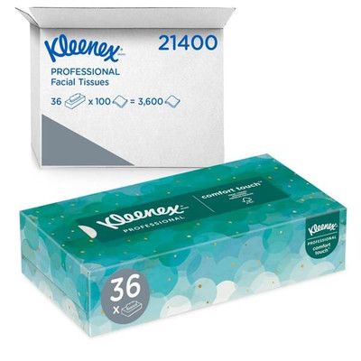 TISSUE FACIAL KLEENEX BRAND 8.4 X 8.6 WHITE 2 PLY 100 BX 36BX CS