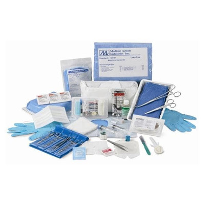 INCISION DRAINAGE TRAY WITH KELLY HEMOSTAT 5-1 2 ALCOHOL PREP PAD PVP PAD REFUSE BAG FENESTRATED DRAPE