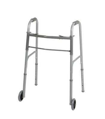 WALKER 2 BUTTON BASIC ADULT W 5WHEELS STEEL 300LB CAP