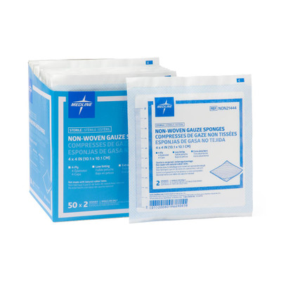 DRESSING GAUZE 4 X 4 4-PLY STERILE NONWOVEN SPONGE 100 BX