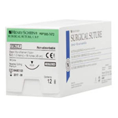 SUTURE 5-0 NYLON PC-31 BLACK 18" UNCOATED NON-ABSORBABLE MONOFILAMENT