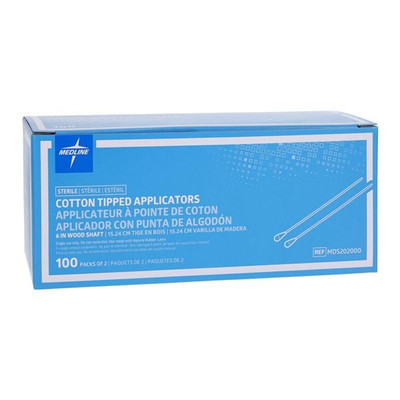 COTTON TIP APPLICATOR STERILE 6' WOOD SHAFT 200 BX