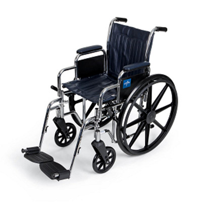 WHEELCHAIR, EXCEL 2000 SERIES, REMOVABLE ARMS, SWING-AWAY FOOTRESTS, NAVY, 16 IN