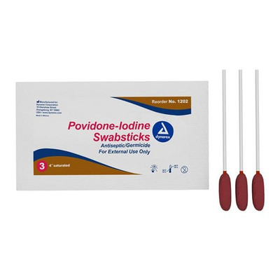 SWABSTICKS, POVIDONE, 10%  3's